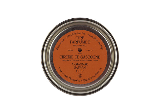 Cire parfumée Armagnac safran cuir pour meubles en bois