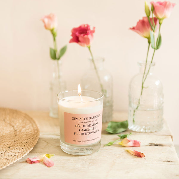 Pêche de vigne - Camomille - Fleur d'oranger - Bougie 180 gr