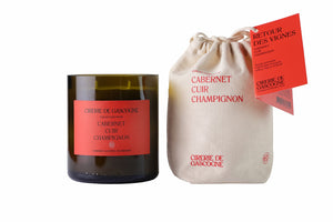 Cabernet-Cuir-Champignon 2 mèches coulée dans un "cul" de bouteille