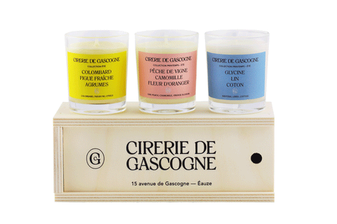 Coffret Bois 3 bougies parfumées 80 grammes collection printemps - été